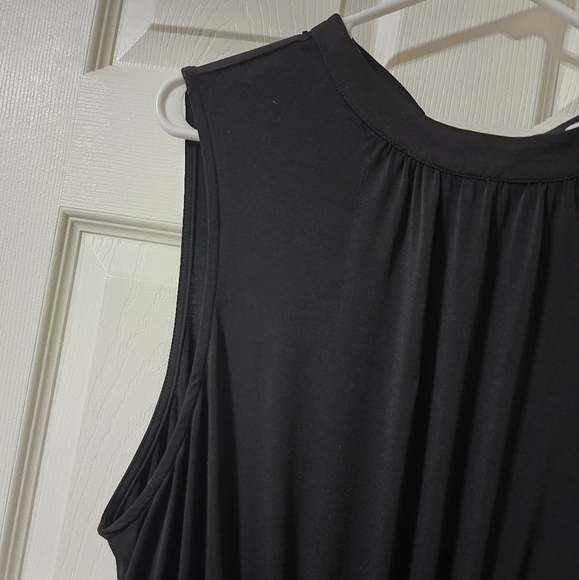 Leota Aria Midi Dress in Black, Drop Ruched Waist, Stretchy Jersey Knit, EUC! - Picture 5 of 12